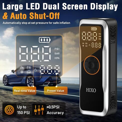 Portable Tire Inflator Air Compressor, 150PSI Digital Pressure Gauge Equipped, 20000mAh High-Capacity & 5 Times Quicker Portable Air Pump for Cars, Motorcycles, Bicycles, Balls, and Beyond in Saudi Arabia