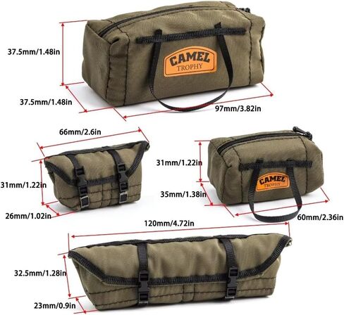 RC Crawler Car Replica Bag Simulation Roof Travel Bag Scale Decoration Luggage Bag for 1/10 1/16 1/18 SCX10 TRX4 TRX4M WPL (Green) in Saudi Arabia