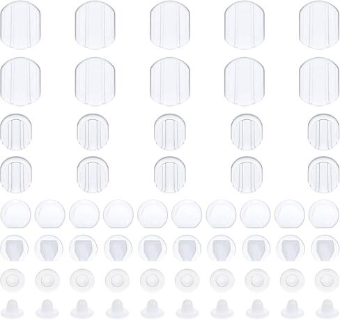 80Pcs Clip On Earring Pads Backs Clear Silicone Earrings Covers Comfort Cushions Backs Slide On Comfort Backing Clips for Sports Slide On Rubbers, Clear White in Saudi Arabia