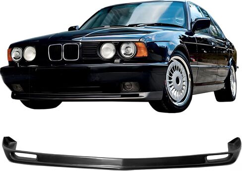 IKON MOTORSPORTS Front Bumper Lip, Compatible with 1987-1996 BMW E34 5-Series, M-Tech Style Unpainted Black PU Polyurethane Air Dam Chin Spoiler Protector Splitter in Kuwait