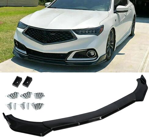 طقم الجسم المصد الأمامي للشفاه المفسد باللون الأسود اللامع مناسب لـ Acurra TLX 2015-2023 in Kuwait