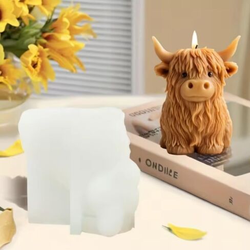 Highland Cow Silicone Candle Mold，Reusable 3D Animal Soap Epoxy Resin Crafts Making Mold for DIY Handmade Candles, Plaster & Resin Crafts in Kuwait