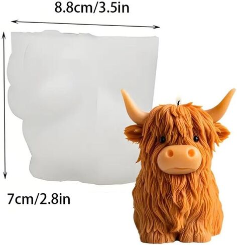 Highland Cow Silicone Candle Mold，Reusable 3D Animal Soap Epoxy Resin Crafts Making Mold for DIY Handmade Candles, Plaster & Resin Crafts in Kuwait