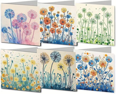 DDGYP 6pcs Diamond Art Cards - 5.9x11.81in Diamond Art Painting Greeting Card Kits, DIY Diamond Art Greeting Cards with Envelopes for Birthday & Daily Greetings in Kuwait