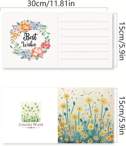 DDGYP 6pcs Diamond Art Cards - 5.9x11.81in Diamond Art Painting Greeting Card Kits, DIY Diamond Art Greeting Cards with Envelopes for Birthday & Daily Greetings in Kuwait