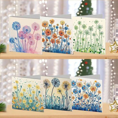 DDGYP 6pcs Diamond Art Cards - 5.9x11.81in Diamond Art Painting Greeting Card Kits, DIY Diamond Art Greeting Cards with Envelopes for Birthday & Daily Greetings in Kuwait