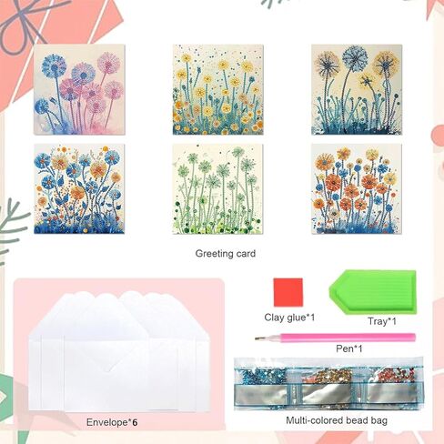 DDGYP 6pcs Diamond Art Cards - 5.9x11.81in Diamond Art Painting Greeting Card Kits, DIY Diamond Art Greeting Cards with Envelopes for Birthday & Daily Greetings in Kuwait