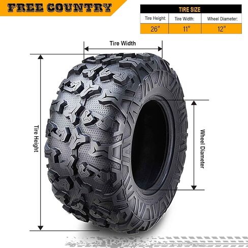Free Country (2) Premium 8PR ATV/UTV Tires 26x11x12 fit 12-20 Kawasaki TERYX in Kuwait