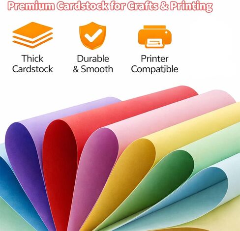 Colored Cardstock Paper 8.5" x 11", 40 Sheets, 20 Assorted Colors, 200gsm / 75lb Thick Smooth Card Stock for Card Making, DIY Crafts, Scrapbooking, Printing & Projects in Saudi Arabia
