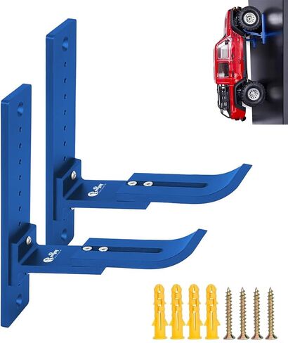 RC Car Wheel Wall Mount Organizer, 2PCS RC Car Display Stand Wall Hooks Storage Hanger Hanging Rack Wheel Adjustable Length for 1/18 1/16 1/14 1/12 1/10 1/8 1/5 RC Crawler Truck Cars, Blue in Saudi Arabia