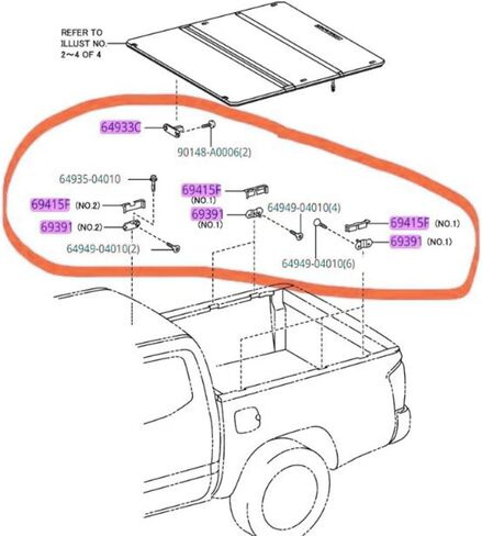 Tonneau Cover Strikers, Covers, Fasteners Hardware Kit Fit for 2016-2023 Tacoma 69442-04010 69415-04020 in Kuwait