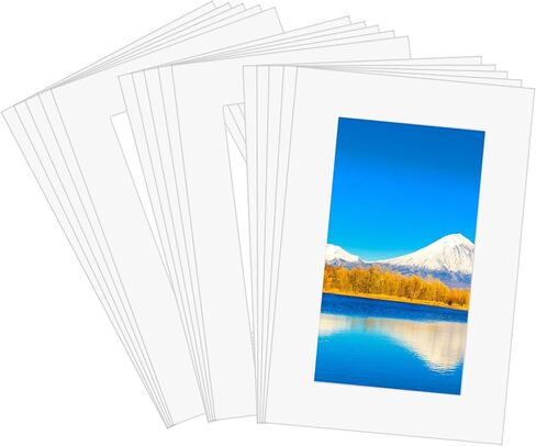 SULIKJHUI Picture Frame Mats, 15 Pack Acid-Free 6x4 Inch White Mat Board with Beveled Edge, Perfect for 4x6 Photos, Art Prints & Wall Decor, 4.3x2.4 Inch Opening in Kuwait