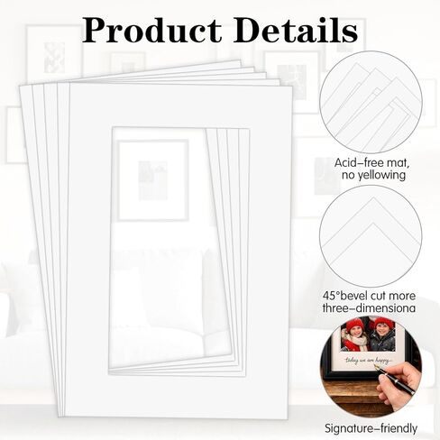 SULIKJHUI Picture Frame Mats, 15 Pack Acid-Free 6x4 Inch White Mat Board with Beveled Edge, Perfect for 4x6 Photos, Art Prints & Wall Decor, 4.3x2.4 Inch Opening in Kuwait