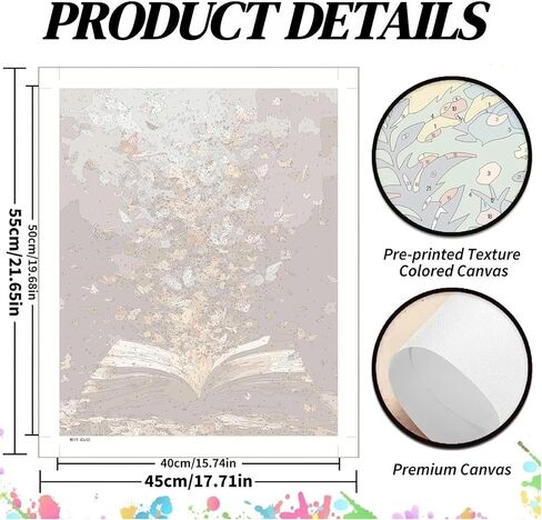 koemhxb Butterfly Paint by Numbers Kit for Adults, Butterfly Book Theme, Acrylic Painting on Canvas, DIY Art Set for Beginners, Home Wall Decor Gift 16x20 Inch in Saudi Arabia
