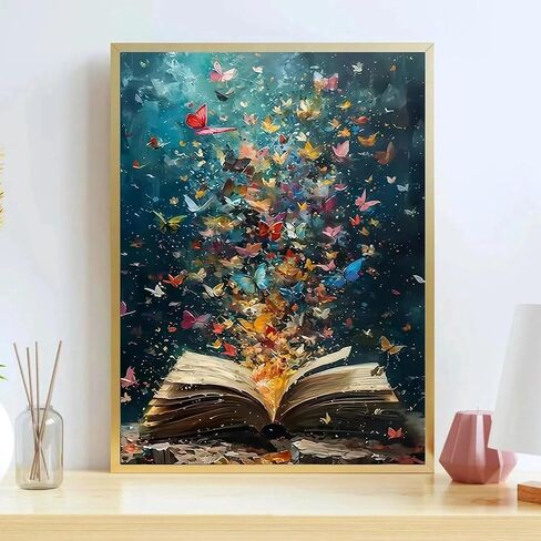 koemhxb Butterfly Paint by Numbers Kit for Adults, Butterfly Book Theme, Acrylic Painting on Canvas, DIY Art Set for Beginners, Home Wall Decor Gift 16x20 Inch in Saudi Arabia