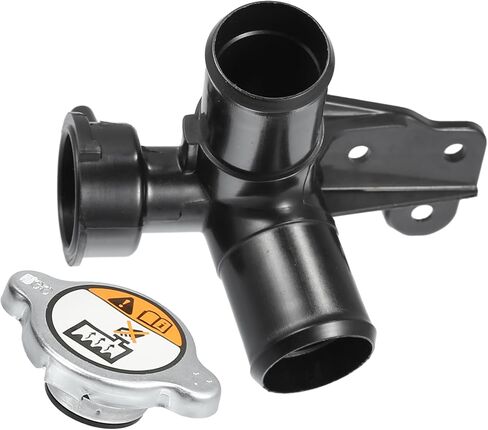 Engine Radiator Filler Neck with Fully Sealed Cap Replacement for Hyundai Accent Veloster 1.6L L4 2012-2017, 25329-1R200/25330-1R000 Plastic Black 1Set in Kuwait