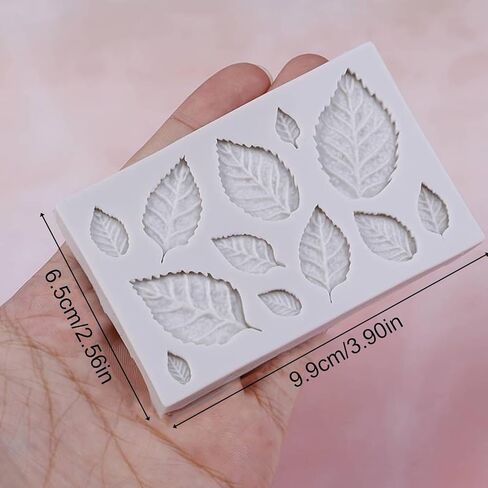 Leaf Silicone Mold 2 Pcs, Rose Flower Leaves Fondant Mold for Chocolate Cake Decoration Candy Cupcake Topper Cake Polymer Clay Crafts in Saudi Arabia