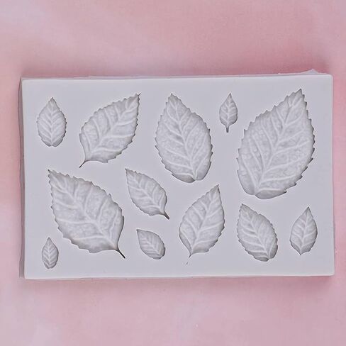 Leaf Silicone Mold 2 Pcs, Rose Flower Leaves Fondant Mold for Chocolate Cake Decoration Candy Cupcake Topper Cake Polymer Clay Crafts in Saudi Arabia