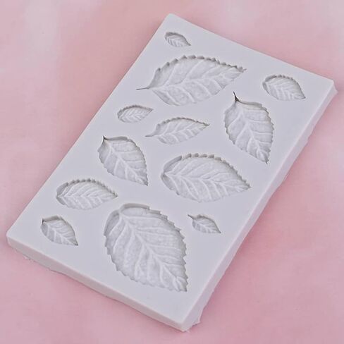 Leaf Silicone Mold 2 Pcs, Rose Flower Leaves Fondant Mold for Chocolate Cake Decoration Candy Cupcake Topper Cake Polymer Clay Crafts in Saudi Arabia