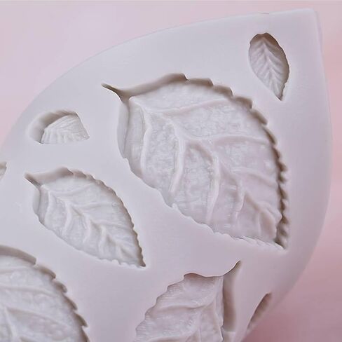 Leaf Silicone Mold 2 Pcs, Rose Flower Leaves Fondant Mold for Chocolate Cake Decoration Candy Cupcake Topper Cake Polymer Clay Crafts in Saudi Arabia