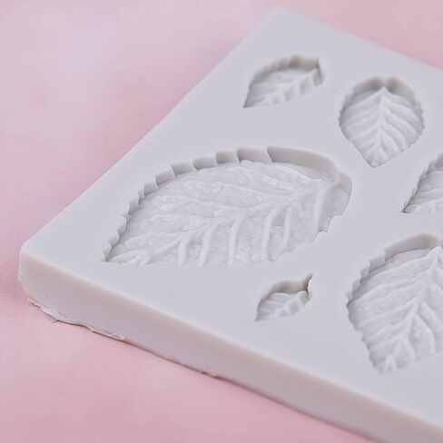 Leaf Silicone Mold 2 Pcs, Rose Flower Leaves Fondant Mold for Chocolate Cake Decoration Candy Cupcake Topper Cake Polymer Clay Crafts in Saudi Arabia