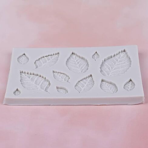 Leaf Silicone Mold 2 Pcs, Rose Flower Leaves Fondant Mold for Chocolate Cake Decoration Candy Cupcake Topper Cake Polymer Clay Crafts in Saudi Arabia