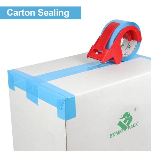 شريط تعبئة ملون عالي التحمل من BOMEI PACK، 3 لفات مع موزع قابل لإعادة الملء، شريط تغليف أزرق 1.88 بوصة × 60 ياردة، شريط شحن صناديق من الدرجة الصناعية للحركة والبريد والتخزين in Kuwait