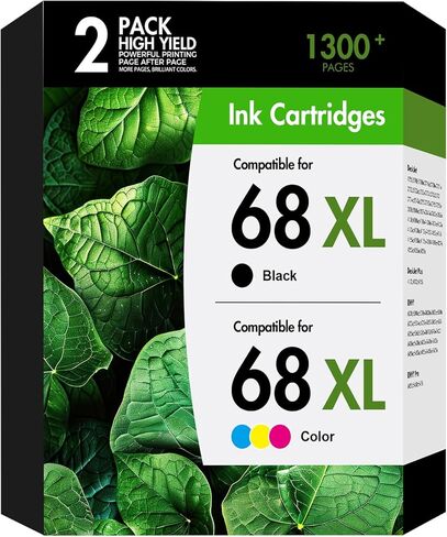 68XL 68 خراطيش حبر أسود/لون مجموعة كومبو 6155e 6555e بديلة لخراطيش حبر HP68 68XL لطابعات HP تعمل لخراطيش Envy 6155e 6555e 6500e 6552e 6558e 6100e (1 أسود، 1 ثلاثي الألوان) in Kuwait
