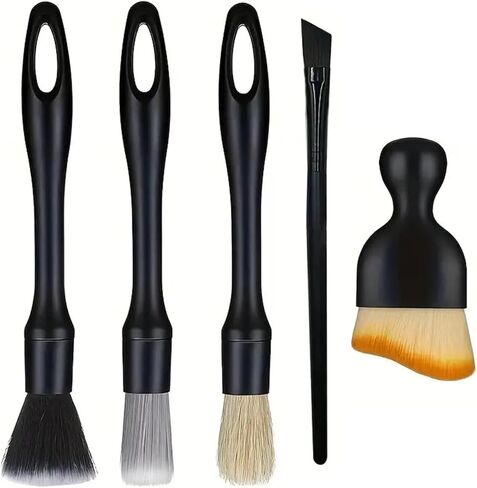 5 PCS Car Detailing Brush Set, Ultra-Soft Boar Hair Brushes for Interior & Exterior Cleaning, Multi-Use Duster for Air Vents, Wheels & Leather, Professional Car Wash Supplies in Saudi Arabia