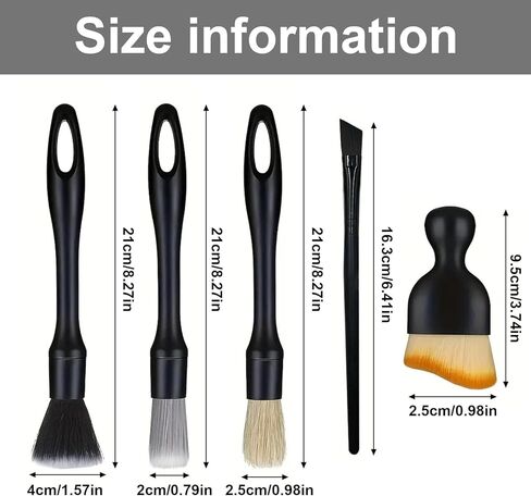 5 PCS Car Detailing Brush Set, Ultra-Soft Boar Hair Brushes for Interior & Exterior Cleaning, Multi-Use Duster for Air Vents, Wheels & Leather, Professional Car Wash Supplies in Saudi Arabia