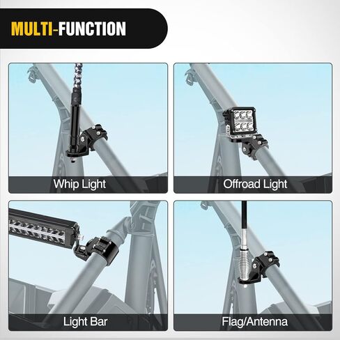 Nilight 1PC UTV Flag Antenna Mount Whip Light Mounting Bracket Black Adjustable Heavy Duty for 1.5 to 1.75inch 1.75 to 2inch for Polaris RZR Ranger Can Am Maverick X3 Talon in Kuwait