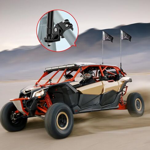 Nilight 1PC UTV Flag Antenna Mount Whip Light Mounting Bracket Black Adjustable Heavy Duty for 1.5 to 1.75inch 1.75 to 2inch for Polaris RZR Ranger Can Am Maverick X3 Talon in Kuwait