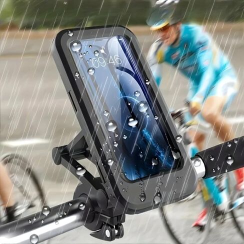 Universal Motorcycle Bike Phone Holder Waterproof Bicycle GPS Phone Stand 360 Swivel Adjustable Motorcycle Cellphone Mount (Black) in Kuwait