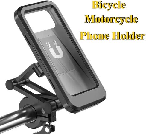 Universal Motorcycle Bike Phone Holder Waterproof Bicycle GPS Phone Stand 360 Swivel Adjustable Motorcycle Cellphone Mount (Black) in Kuwait