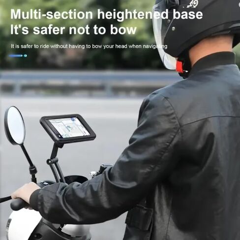 Universal Motorcycle Bike Phone Holder Waterproof Bicycle GPS Phone Stand 360 Swivel Adjustable Motorcycle Cellphone Mount (Black) in Kuwait
