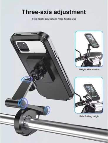 Universal Motorcycle Bike Phone Holder Waterproof Bicycle GPS Phone Stand 360 Swivel Adjustable Motorcycle Cellphone Mount (Black) in Kuwait