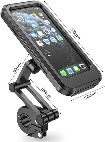 Universal Motorcycle Bike Phone Holder Waterproof Bicycle GPS Phone Stand 360 Swivel Adjustable Motorcycle Cellphone Mount (Black) in Kuwait