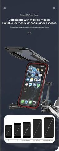 Universal Motorcycle Bike Phone Holder Waterproof Bicycle GPS Phone Stand 360 Swivel Adjustable Motorcycle Cellphone Mount (Black) in Kuwait