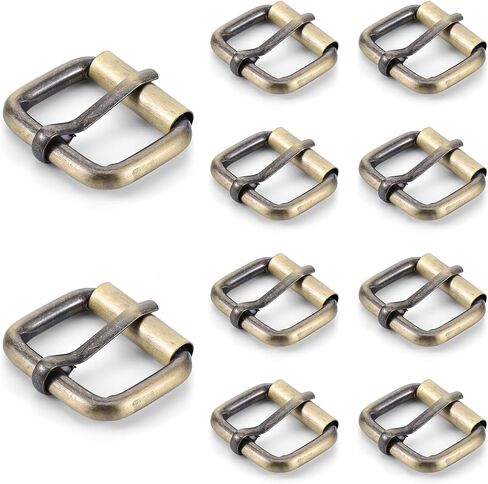 10 PCS Belt Buckle Replacement, 0.71 Inch Inner Width Single Prong Roller Buckle, Antique Bronze Copper Hardware for Leather Craft, Belts, Bags, Straps & DIY Accessories - 1.38" Outer Length in Kuwait