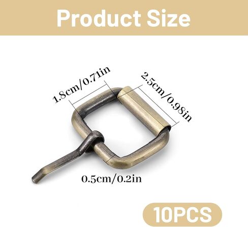 10 PCS Belt Buckle Replacement, 0.71 Inch Inner Width Single Prong Roller Buckle, Antique Bronze Copper Hardware for Leather Craft, Belts, Bags, Straps & DIY Accessories - 1.38" Outer Length in Kuwait