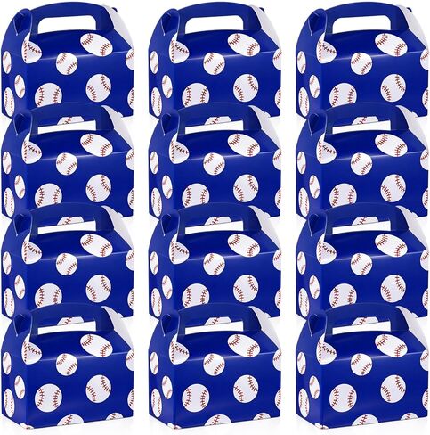 Marspark 12 Pcs Baseball Party Favors Treat Boxes Blue Baseball Candy Snack Goodie Bags Bulk Cardboard Gifts Boxes for Sports Themed Birthday Party Supplies in Kuwait