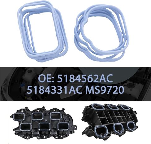 Intake Manifold Gaskets, 5184562AC 5184331AC MS9720 Upper and Lower Rubber Sealing Gasket Set, Anti-skid Standard Accessories, for Dodge Avenger JS 3.6L 2011-2014 5184199 EEP/JS/030A (Blue) in Kuwait
