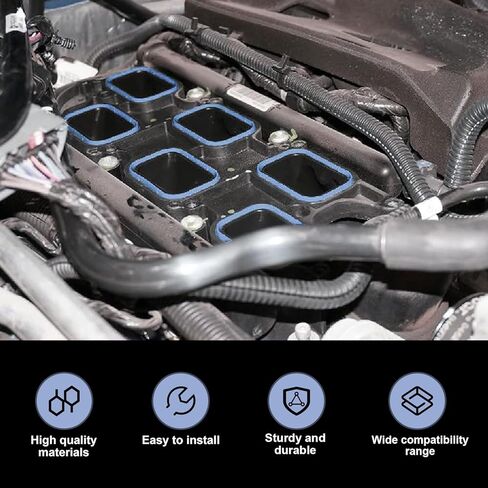 Intake Manifold Gaskets, 5184562AC 5184331AC MS9720 Upper and Lower Rubber Sealing Gasket Set, Anti-skid Standard Accessories, for Dodge Avenger JS 3.6L 2011-2014 5184199 EEP/JS/030A (Blue) in Kuwait