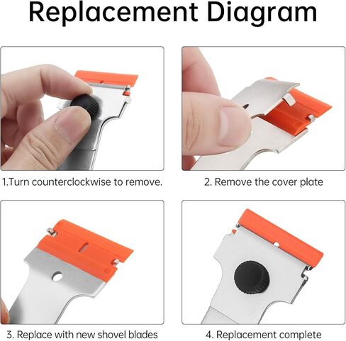Razor Blade Scraper, Long Handled Scraper with 10 Extra Replacement Blades, Cleaning Scraper for Removing Stickers, Paint, Caulk, Label, Grease from Window, Car Glass, Windshield, Stove in Kuwait