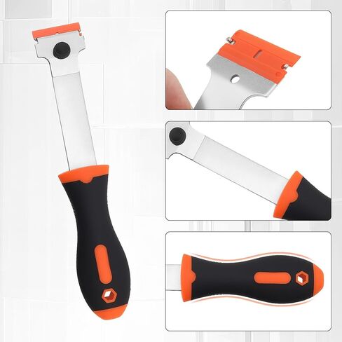 Razor Blade Scraper, Long Handled Scraper with 10 Extra Replacement Blades, Cleaning Scraper for Removing Stickers, Paint, Caulk, Label, Grease from Window, Car Glass, Windshield, Stove in Kuwait