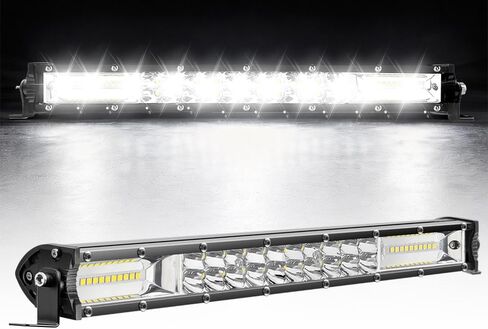 شريط إضاءة LED 12 بوصة للشاحنة، شريط ضوء عمل كومبو بقعة الفيضانات 120 وات 12 فولت 24 فولت LED شريط إضاءة للقيادة على الطرق الوعرة مقاوم للماء شريط إضاءة للسقف من أجل الالتقاط ATV UTV جرار قارب عربة الجولف in Kuwait
