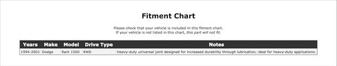 Front Axle at Wheels Universal Joint Compatible With Dodge Ram 1500 4WD 2001 2000 1999 1998 1997 1996 1995 1994 P-1170835 in Kuwait