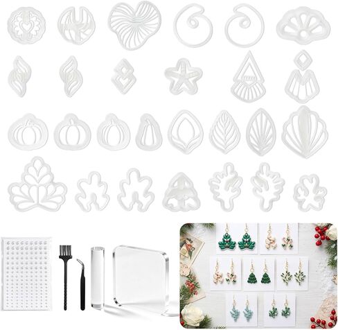 28 Pcs Polymer Clay Cutters & Polymer Clay Tools,Clay Cutters of Four Seasons for Polymer Molds for Earrings Jewelry Making in Saudi Arabia