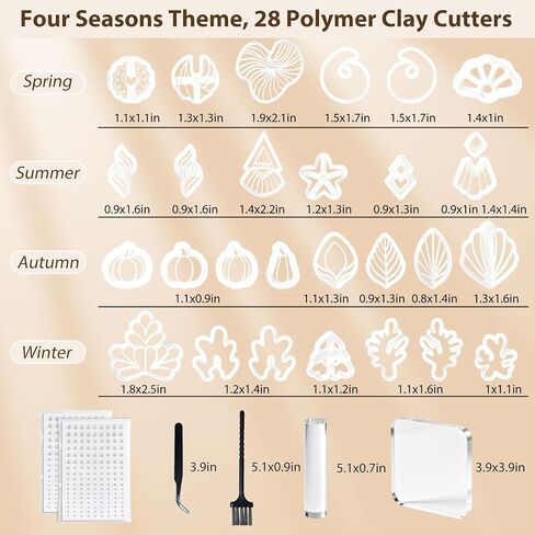 28 Pcs Polymer Clay Cutters & Polymer Clay Tools,Clay Cutters of Four Seasons for Polymer Molds for Earrings Jewelry Making in Saudi Arabia