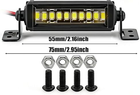 STMU Aluminum 10-LED RC Light Bar 2.16 Inch Roof Light Kit for 1/10 & 1/18 Scale RC Crawler Accessories Compatible with Axial SCX10 Traxxas TRX4 TRX4M Arrma Senton Redcat GEN7 in Saudi Arabia